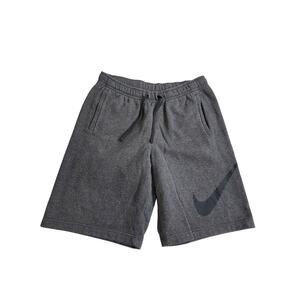 Nike Men's Gray Sweat Shorts Drawstring Logo Pockets Flat Front Large